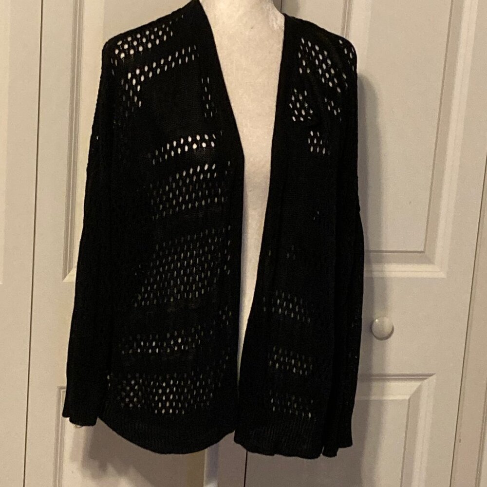 Knit Black Cardigan; size small to large